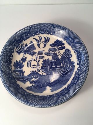 4 Vintage Blue Willow 7.  5” Soup/salad Bowls,  Porcelain - Made In Japan