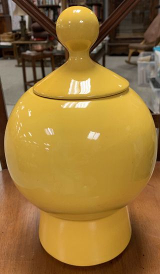 Vtg USA McCoy Pottery Yellow Have A Happy Day Smiley Face Cookie Jar 1970 ' s 3