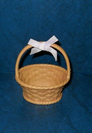 Woven Molded Plastic Basket For Barbie Or Other Dolls Miniature Handle