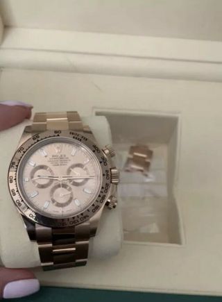 Rolex Daytona Chronograph 18k Rose Gold Watch Diamond Dial Box/papers 116505