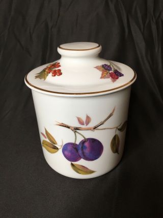 Royal Worcester Fine Porcelain Evesham Small Canister Fruit 6”