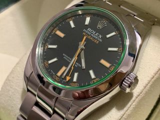 Very Rare Rolex Milgauss Green Crystal Black Dial Watch 116400V in FULL SET 3