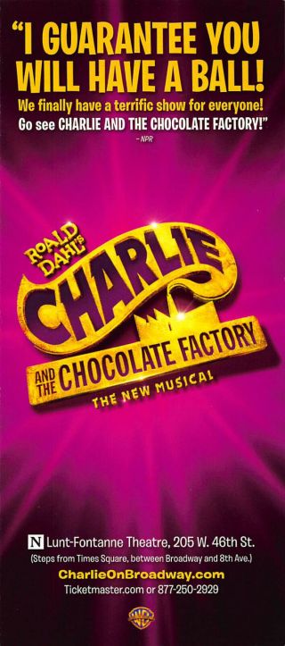 Charlie And The Chocolate Factory Promo Ad Flyer Handbill York City Broadway