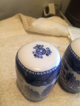 Antique or Vintage Blue Willow Salt And Pepper Shakers - Made In Japan 3
