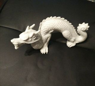 Vintage Omc Otagiri Mercantile Co White Dragon 8”x 4 " Figurine Made In Japan