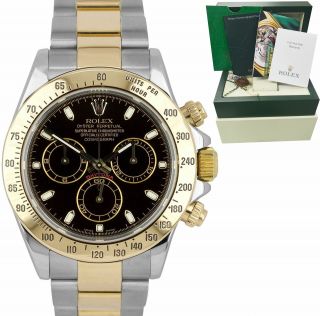 2007 Rolex Daytona Cosmograph 40 Black 18k Two - Tone Stainless Gold Watch 116523