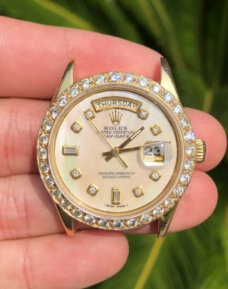 18k Mens Yellow Gold Rolex President 1803 Day Date 36mm - 3.  00ct Diamond Watch
