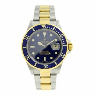 Rolex Submariner 41mm 16613 2 Tone 18K Yellow Gold Oyster Perpetual S/S Watch 2