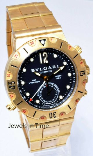 Bvlgari Diagono Prof 18k YG Black Dial GMT Divers Automatic Watch SD38G - GMT - 3