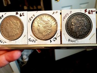 1889 Morgan Silver Dollar.  Set Of 3.  Xf