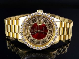 18k Mens Yellow Gold Rolex Presidential Day - Date Arabic 36mm Diamond Watch 6 Ct