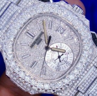 Mens Patek Philippe Nautilus 5980/1a - 019 Steel Chronograph Watch 2000 Diamonds