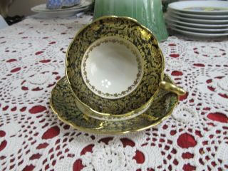 Royal Stafford Fine China Tea Cup and Saucer Black white and gold. 2