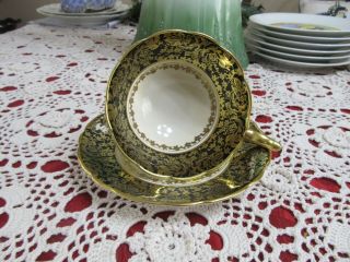 Royal Stafford Fine China Tea Cup and Saucer Black white and gold. 3
