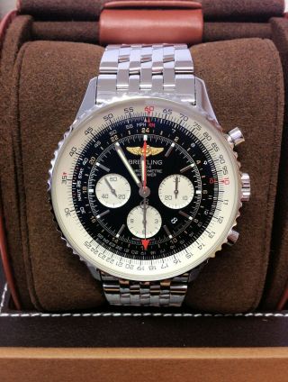 Breitling Navitimer Gmt Ab044121 48mm Watch Black Dial Serviced