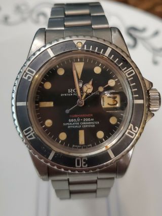 Rare Vintage 1973 Rolex 1680 Red Submariner Wristwatch