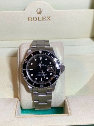 Rolex Submariner Stainless Black Index 16610 Box And Papers