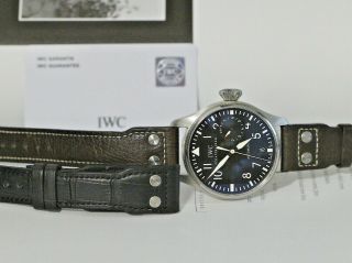 Iwc Big Pilot Iw5004 Auto Watch Stainless Steel 7 Day Power C.  51110 2 Strap Bp