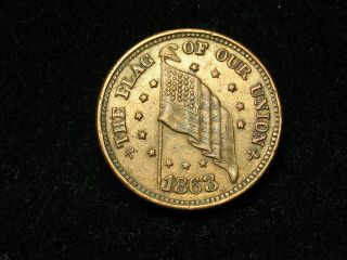 Inventory Xf - Au 1863 U.  S.  Coin Civil War Token 117s