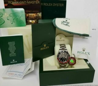 Rolex Gmt Master Ii 16710 Stainless Steel F Serial Watch W Box Papers