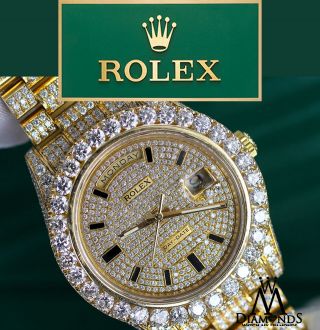Rolex Day Date Ii President 41mm 18k Yellow Gold With Custom Diamond Men 