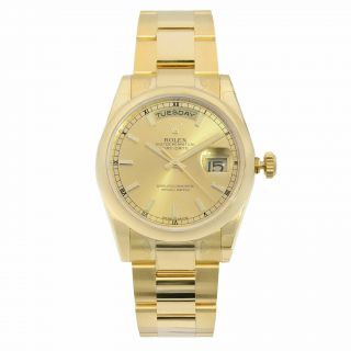 Rolex Day - Date 36mm 18k Yellow Gold Champagne Dial Automatic Mens Watch 118208