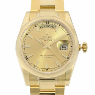 Rolex Day - Date 36mm 18K Yellow Gold Champagne Dial Automatic Mens Watch 118208 2