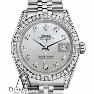 Rolex Datejust 36mm White Mother Of Pearl Diamond Ss Jubilee Diamond Watch