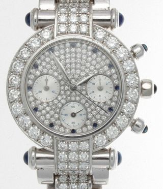 Authentic Chopard Imperiale 18k White Gold Diamond & Sapphire Watch 38/3331 - 23