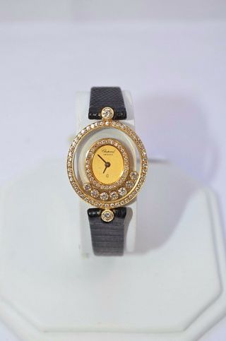 W176 - Gorgeous 18k Yellow Gold Happy Chopard Diamond Watch Gold Face