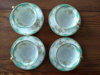 Noritake China Tiffany Cup And Saucer Set Of 4,  Vintage Floral Pattern