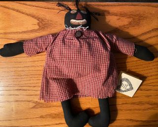 Vintage Handmade Black Americana Voodoo Black Doll,  Folk Art Rag Cloth Nwt