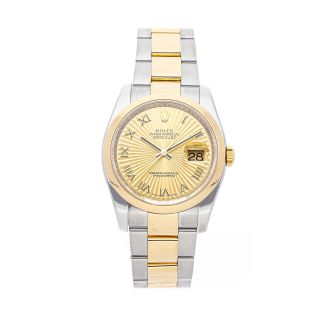 Rolex Datejust Auto 36mm Steel Yellow Gold Mens Oyster Bracelet Watch 116203