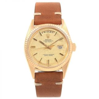 Rolex President Day - Date Yellow Gold Linen Dial Vintage Mens Watch 1803 2