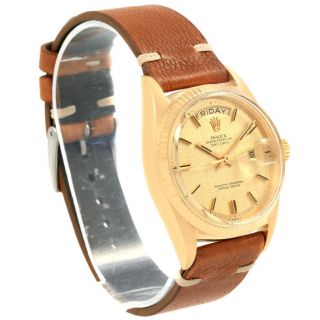 Rolex President Day - Date Yellow Gold Linen Dial Vintage Mens Watch 1803 3
