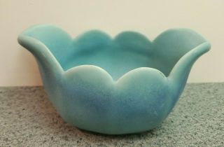 Vintage Aqua Blue Signed Van Briggle Pottery Vase In Tulip Design