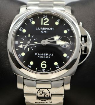 Panerai Luminor Marina Gmt Pam159 40mm Stainless Steel Band Auto Watch