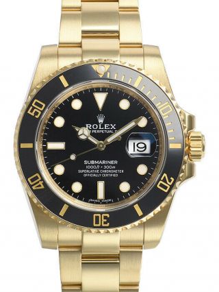 Rolex Submariner 116618 Yellow Gold Oyster Ceramic Bezel Black Dial 40mm Watch