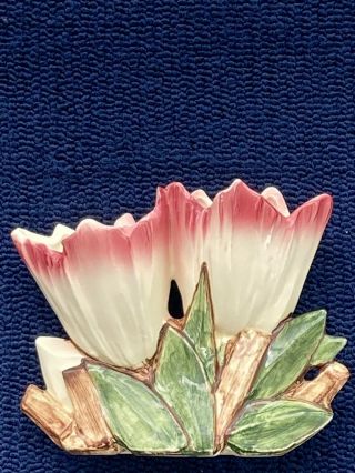 Vintage 1950’s Mccoy Low Double Tulip Vase “excellent”l@@k