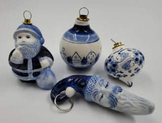 4 Delft Inspired Ceramic Christmas Ornament