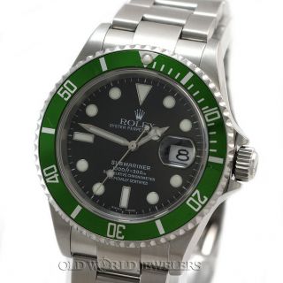 Rolex Submariner 16610v Anniversary Green Bezel Stainless Steel Box Papers 2005