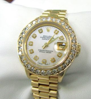 Rolex Ladies 18k Yellow Gold Datejust 69178 - Orig Cert - C) 1990 - Fits 6 1/2 "