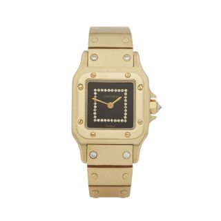 Cartier Santos Carree Diamond 18k Yellow Gold Watch W6582