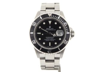 Rolex Submariner Date Stainless Steel Watch Black Dial Bezel No Holes Sel 16610t