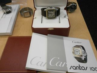 Cartier Santos 100 Xl Chronograph W20091x7 42mm 18k/ss Auto Watch.  Gorgeous.  B/p.