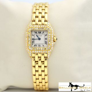 Cartier Panthere De Cartier In 18k Yellow Gold Diamond Case & Bezel Ladies Watch
