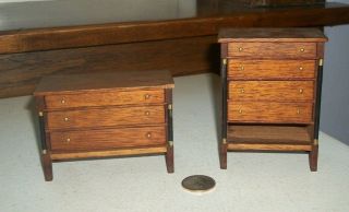 2 Walnut Dressers Doll Furniture Miniatures - Very Well Made Dressers 1:12