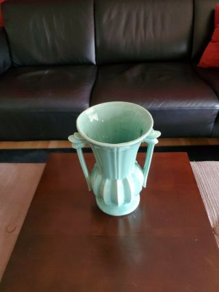 Mccoy Pottery Vase 9 " Turquoise.  Produced In The 1940 