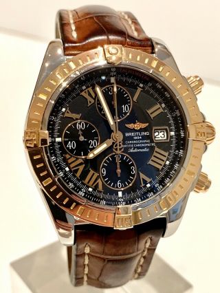 Breitling Chronomat Evolution,  44mm,  18k Rose Gold And Steel,  Black Dial,  Automatic