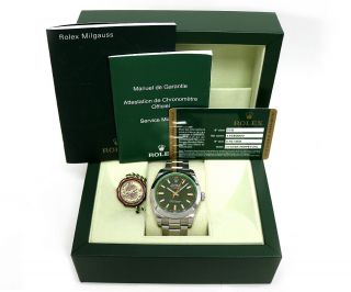 2010 Rolex Milgauss 116400GV,  Black Dial,  Green Crystal,  w/ Box & Papers 2